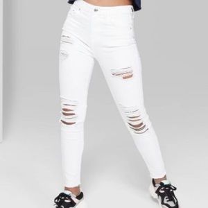 White Distressed High Rise Wild Fable Skinny Jeans | #55